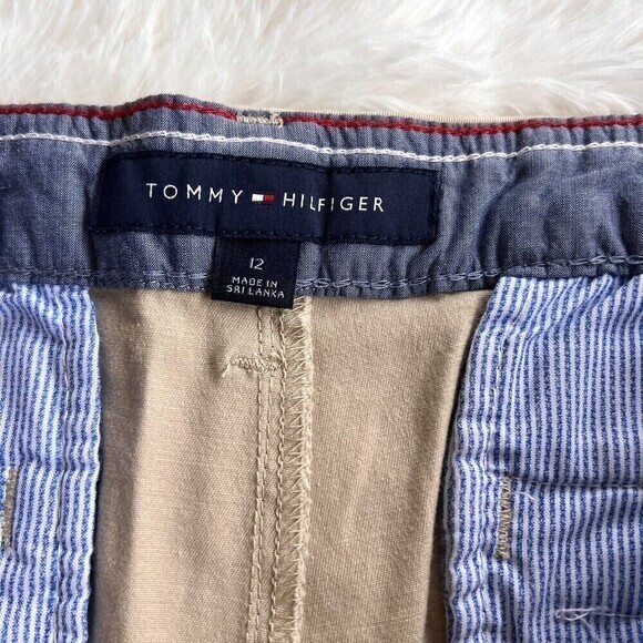TOMMY HILFIGER Women's Malibu Piping-Trim Shorts Size 12 khaki Cotton/Elastane - Picture 3 of 16